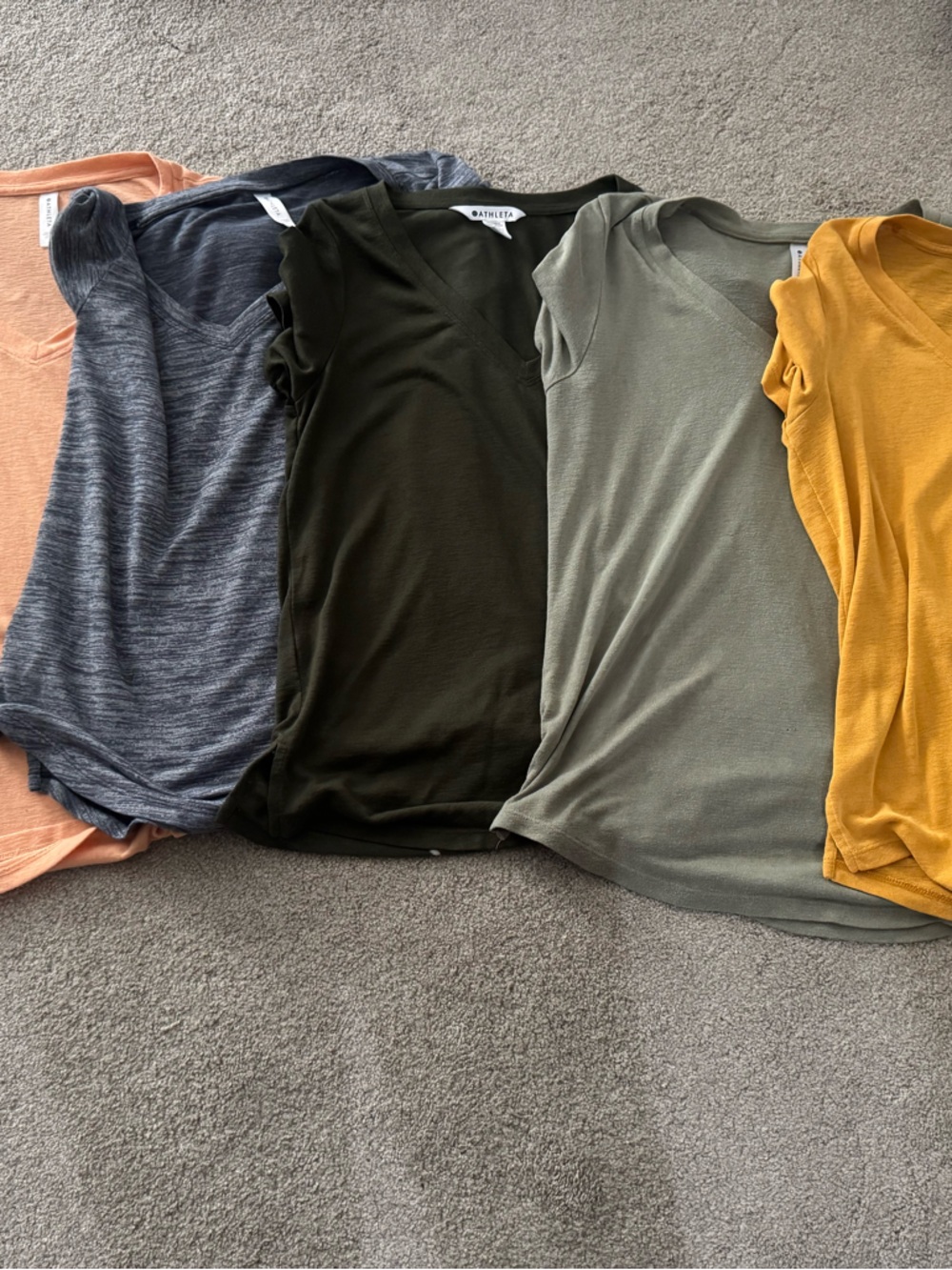 Five Athleta Lightweight Knit Tops - Mixed Colors